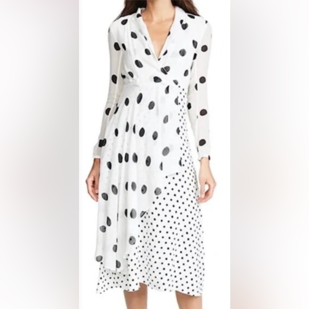 Farm Rio Onca Dots Polka Dot V-Neck Long Sleeve Dress Size Small 
~